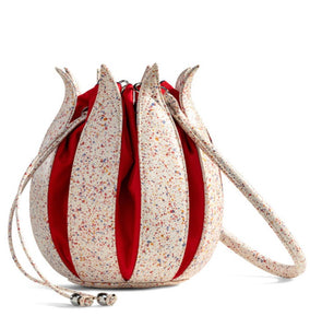 Leather Tulip Bag - Splash Red and White