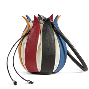 Leather Tulip Bag - Mondrian with White Lining