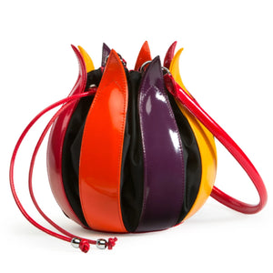 Leather Tulip Bag - Enamel: Red/Orange/Purple/Yellow