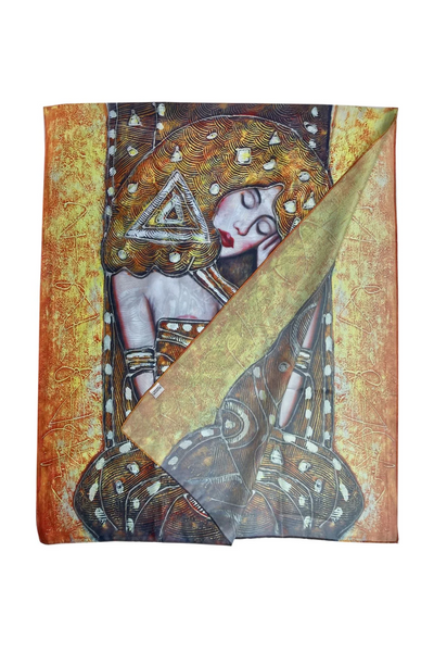 Impressionist Style Egyptian Goddess Print Silk Scarf