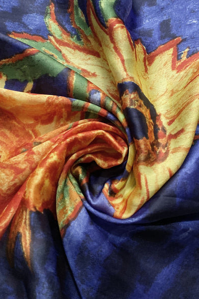 Van Gogh Sunflower Print Silk Scarf