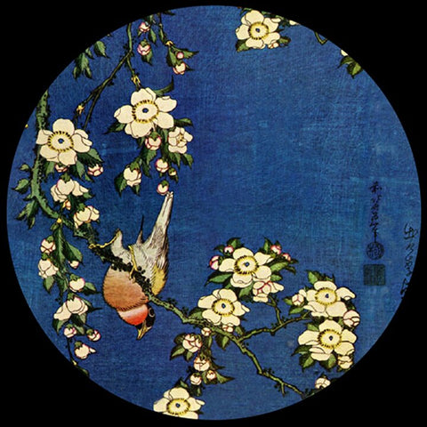 Glass Paperweight - Hokusai - Bullfinch and Blossoms PHOK2