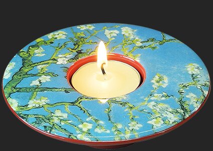 Round Tea Light Holder - Van Gogh - Almond Blossom TP01GO