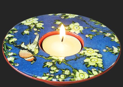 Round Tea Light Holder - Hokusai - Bullfinch and Blossoms TP04HOK
