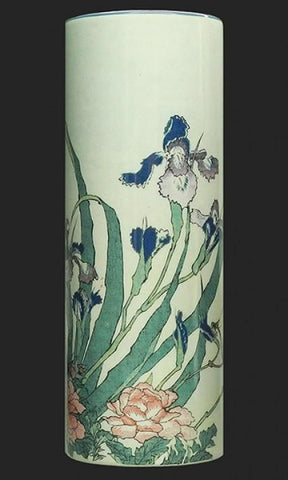 Ceramic Art Vase Medium - Hokusai - Irises, Peonies and Sparrows VAM01HOK